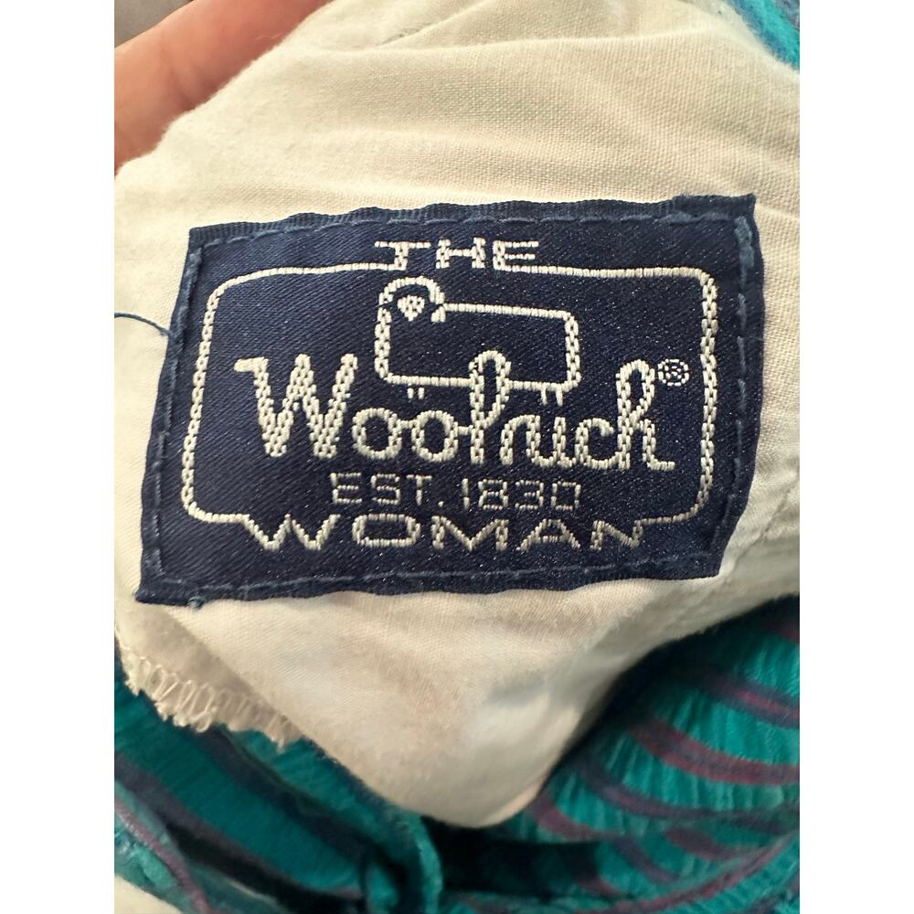 Vintage 90s Woolrich Blue Pink Striped High Waist Pleated Shorts Small - Picture 7 of 8